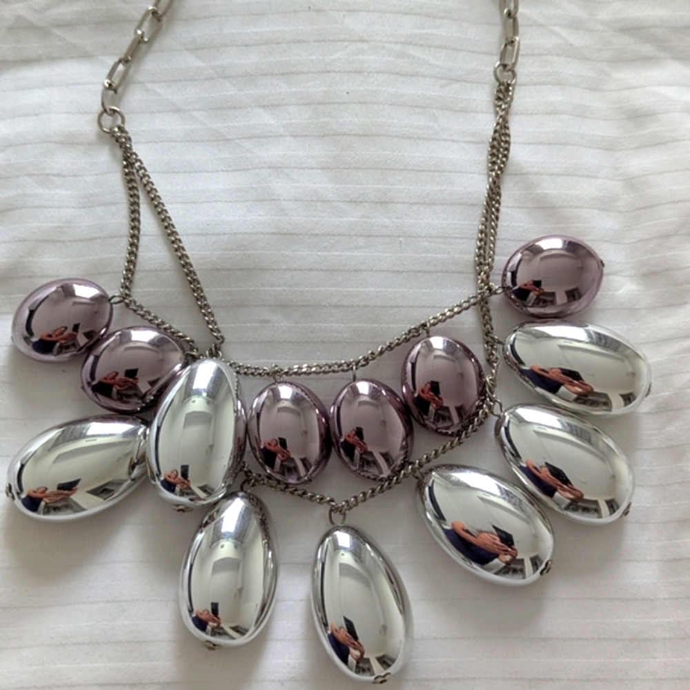Teardrop Necklace with Metallic Beads